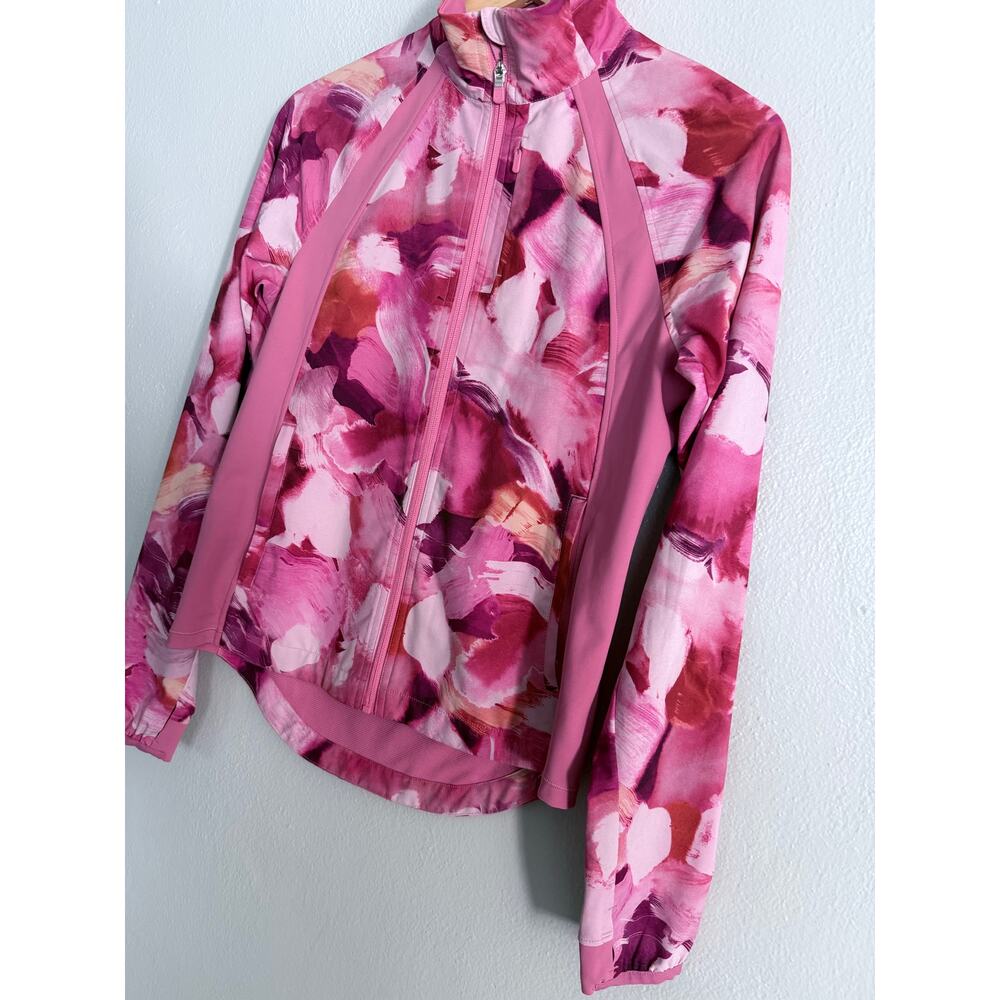 ATHLETA Run with It pink orange painted energy abstract zip up athletic jacket - Picture 8 of 11